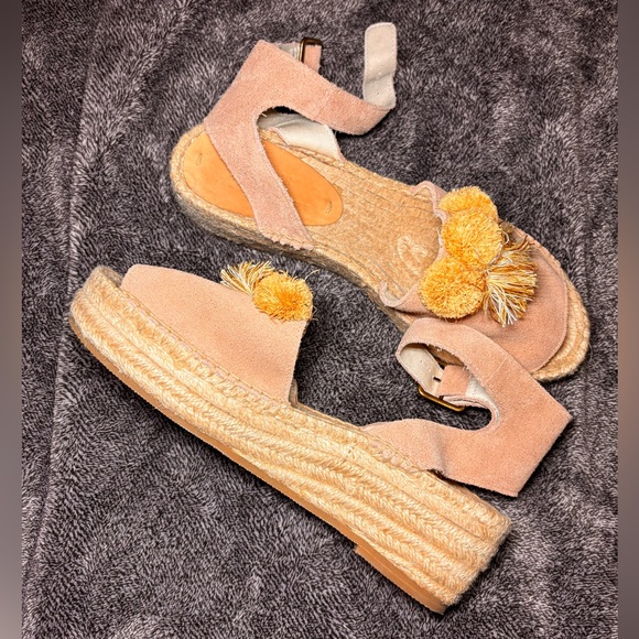 Soludos X Anthropologie Tan Espadrille Wedges - Picture 6 of 7